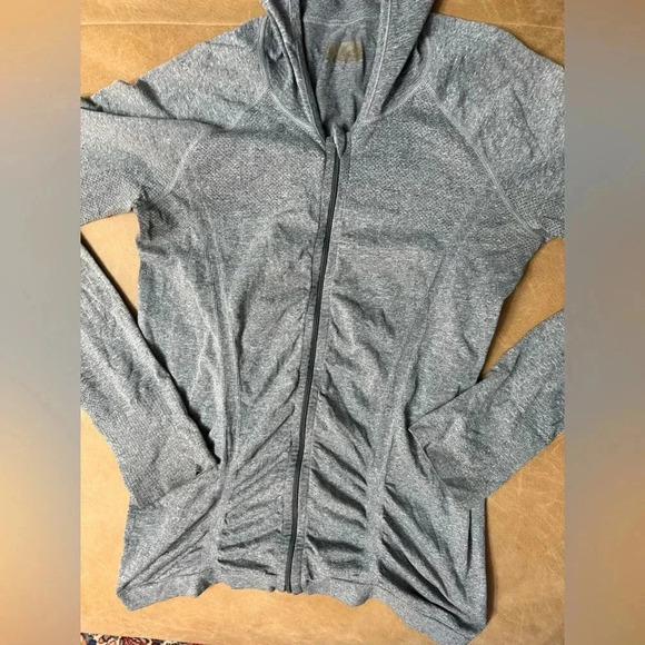 Athleta Fast Track Jacket Heather Gray Full Zip Women’s Size Medium - Picture 3 of 8